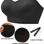 PRETTYWELL Strapless Bra for Women Comfort Non-Slip Seamless Padded Bandeau Bras Wireless Tube Top Bra with Multi-Way Straps Black