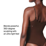 SPANXsculpt Power Series Thong Bodysuit - Soft, Seamless Shapewear for Women - Adjustable Straps - With Snap Closure - Chestnut Brown - Small