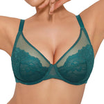 Popilush Bras for Women Lace Minimizer Underwire Bra, Unlined Full Coverage with Comfortable Lift for Large Bust