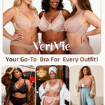 Vertvie Minimizer Bras for Women Full Coverage Underwire Supportive Bra Plus Size Lift Unlined Lace Bralette for Large Bust(Black,36DD)