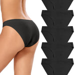 voenxe Women Bikini Underwear,Seamless Breathable Ladies Panties,No Show Comfortable Briefs Undies for Women,Hipster,5-Pack