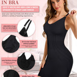SLIMBELLE Backless Shapewear Slip for Women Under Dress Tummy Control Bodycon Adjustable Strap Round V Neck Body Shaper Black M
