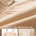 BRABIC Zip Front Closure Wireless Bras for Women Post Surgery Compression Mastectomy Surgical Back Smoothing Bra (Nude, Large)