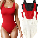 OQQ Women's 3 Piece Bodysuits Sexy Ribbed Sleeveless Square Neck Tank Tops Leotard 2025 Trendy Outfits