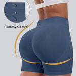 CHRLEISURE Workout Shorts for Women, High Waisted Butt Lifting Scrunch Sports Seamless Gym Shorts Set (BlackNavyPinkLGray,S)