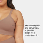 SPANX SPANXsmooth EcoCare Seamless Shaping Longline Bralette - Comfortable Everyday Bralette - Women's Bra with No Underwire - Cafe Au Lait - Medium