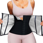 Nebility Waist Trainer for Women Corset Shapewear with Zipper Sweat Waist Trimmer Faja Body Shaper Workout Waist Cincher (Black-silver, Small)