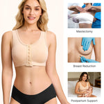 BRABIC Surgical Bra Front Closure - Comfort Compression Mastectomy Bras for Women Post Surgery with Full Coverage (Beige,Small)
