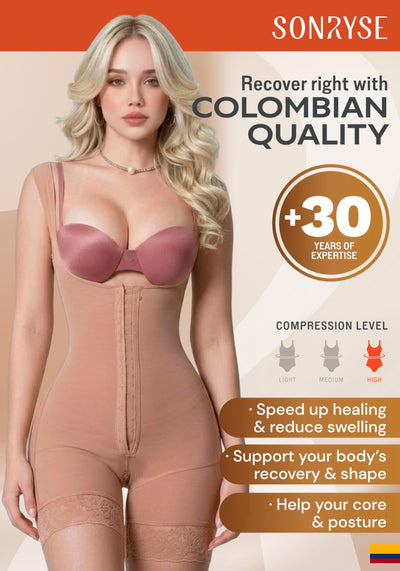 Sonryse Shapewear for women Fajas Colombianas Moldeadoras | Stage 2 Faja Tummy Control Shapewear after Tummy Tuck and Liposuction Mocha Small