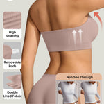 OEAK Supportive Strapless Bras for Women Push Up Wireless Bandeau Bra Non Slip Seamless Bras Comfortable Padded Bralette Grey S