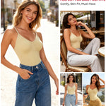 Nebility Women's Shapewear Bodysuit Tummy Control Body Suit Built in Bra Tank Camisole Seamless Mid Thigh Body Shaper
