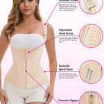 GainKee Waist Trainer for Women Tummy Control, Workout Hourglass Vest Waist Cincher Girdle with Adjustable Shoulder Strap Apricot