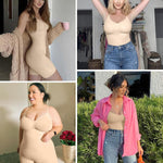 SHAPERX Shapewear for Women Tummy Control Bodysuit Mid Thigh Body Shaper Shorts for a Lifted Look
