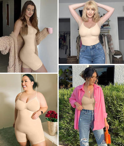 SHAPERX Shapewear for Women Tummy Control Bodysuit Mid Thigh Body Shaper Shorts for a Lifted Look