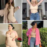 SHAPERX Shapewear for Women Tummy Control Bodysuit Mid Thigh Body Shaper Shorts for a Lifted Look,SZ5218-2-Beige-L/XL