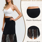 Avidlove Half Slips for Women Non Cling Lace Slip Skirt Soft Slip Under Dress Black XL