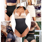 SHAPERIN Thong Shapewear for Women Tummy Control High Waisted Thong Panties Slimming Body Shaper Underwear Black M