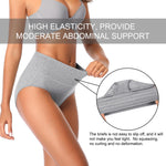 IROCUE High Waisted Underwear Cotton Brief Ladies Panties Full Coverage Breathable Tummy Control Underwear for Women Multipack-L