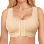 BRABIC Post Surgery Front Closure Bras for Women No Underwire Compression Bra Surgical Mastectomy Everyday Bra （Beige, Medium