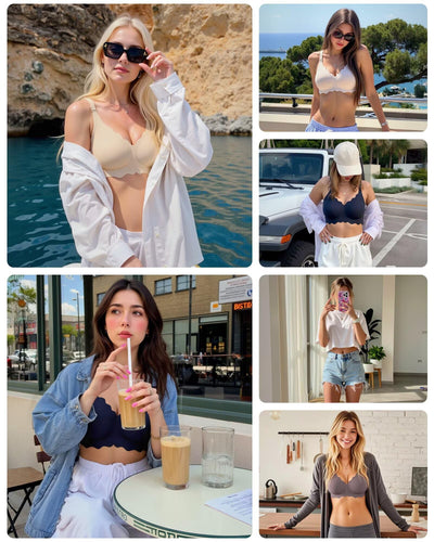 Vertvie Jelly Bras for Women No Underwire Wireless Push Up Bra Full Coverage Bralettes Seamless Comfort Everyday Sports Bra(Nude,Medium)