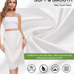 Lovasy Women Satin Half Slips Lace Long Underskirt Anti Static Under Skirt Soft Slip Dress for Skirts Dresses White,X-Large