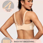 OEAK Womens Deep V Bras Wireless Comfortable Bra Supportive No Underwire Bras Tshirt Push Up Bralettes Plunge Seamless Bra Beige L