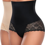 Werena Tummy Control Shapewear Panties for Women High Waist Body Shaper Underwear Lace Shaping Girdle Briefs