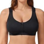 BRABIC Compression Bra Post Sugery Zipper Front Closure Bras for Women Supportive Surgical Bra with Adjustable Straps (Black,Medium)