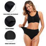 Molasus Women's Soft Cotton Underwear Briefs High Waisted Postpartum Panties Ladies Full Coverage Plus Size Underpants Black,Medium