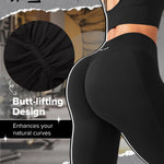 BRXL Women's Lycra No Front Seam Abdominal Control High Waist Seamless Gym Running Leggings Black Large