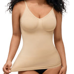 BRABIC Compression Tank Top for Women - Compression Tanks Shapewear Tummy Control Body Shaper V Neck Camisole Tops(Beige, Large)