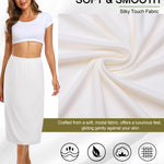 Vlazom Half Slips for Women Under Dress Long Half Slip Under Skirt with Lace Trim White Size Medium