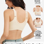 Gailife V Neck Front Closure Bras for Women Wireless Full Coverage Mastectomy Bralettes Comfortable Seamless Everyday Bra, White, L