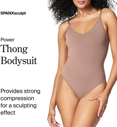 SPANX SPANXsculpt Power Series Thong Bodysuit - Soft, Seamless Shapewear for Women - Adjustable Straps - Snap Closure