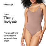 SPANX SPANXsculpt Power Series Thong Bodysuit - Soft, Seamless Shapewear for Women - Adjustable Straps - With Snap Closure - Cafe Au Lait - 1X