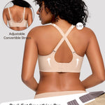 Vertvie Jelly Bras for Women No Underwire Wireless Push Up Bra Full Coverage Bralettes Seamless Comfort Everyday Sports Bra(Nude,Medium)