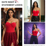 Nebility Shapewear Bodysuit for Women - Lace Thong Bodysuit with Underwire Strapless Body Shaper for Night Out