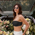 OEAK Womens Strapless Bras Jelly Push Up Bandeau Bra Non Slip Wireless Supportive Padded Bras Seamless Comfortable Tube Bra Airy Black L