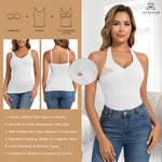JOYSHAPER Tank Top for Women Built In Bra Halter Tops Shapewear Camisole With Bra Tummy Control Compression Tops Cami Shaper Black+White S