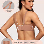 OEAK Womens Deep V Bras Wireless Comfortable Bra Supportive No Underwire Bras Tshirt Push Up Bralettes Plunge Seamless Bra Latte XXL