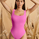 OQQ Women's 3 Piece Bodysuits Sexy Ribbed Sleeveless Square Neck Tank Tops Leotard 2025 Trendy Outfits Black Rose White