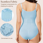 BRABIC Bodysuit Shapewear for Women Tummy Control Panties Seamless Sleeveless Tops V-Neck Camisole Jumpsuit (Blue Brief, Medium/Large)