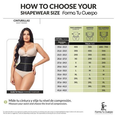 Forma Tu Cuerpo Waist Trainer for Women, Corset Shapewear, Hourglass Shape Faja Body Shaper, Waist Cincher for Women (Beige + Waist Trainer with Straps, XL)