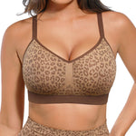 Lover-Beauty Comfortable Bras for Women Leopard Bralette Padded Bra Wireless Bralette Leopard Print Tops for Women