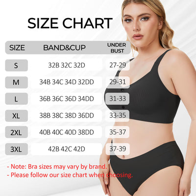 Gailife V Neck Front Closure Bras for Women Wireless Full Coverage Mastectomy Bralettes Comfortable Seamless Everyday Bra, Black, L