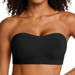 OEAK Supportive Strapless Bras for Women Push Up Wireless Bandeau Bra Non Slip Seamless Bras Comfortable Padded Bralette Black 3XL