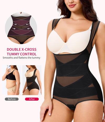 Gotoly Women Waist Trainer Bodysuit Full Body Shaper Vest Tummy Control Slim Corset Shapewear Tank Tops (Black, Medium)
