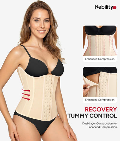 Nebility Waist Trainer for Women Corset Shapewear Tummy Control Waist Cincher Body Shaper Workout Girdle(Small, Beige)