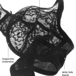 Vertvie Minimizer Bras for Women Full Coverage Underwire Supportive Bra Plus Size Lift Unlined Lace Bralette for Large Bust(Black,36DD)