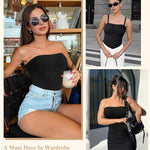 Irisnaya Strapless Shapewear Bodysuit for Women Tummy Control Thong Back | Detachable straps and clear neckline grips offer versatile styling. Breathable stretch fabric is comfortable for layering.